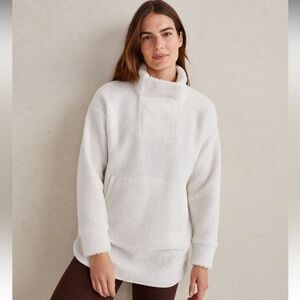 Haven Well Within Sherpa Snap Collar Puollver Sweater in White Sz M